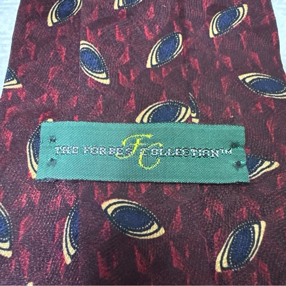 The Forbes Collection Red Geometric 100% Silk Neck Tie Made in the USA - Picture 2 of 6